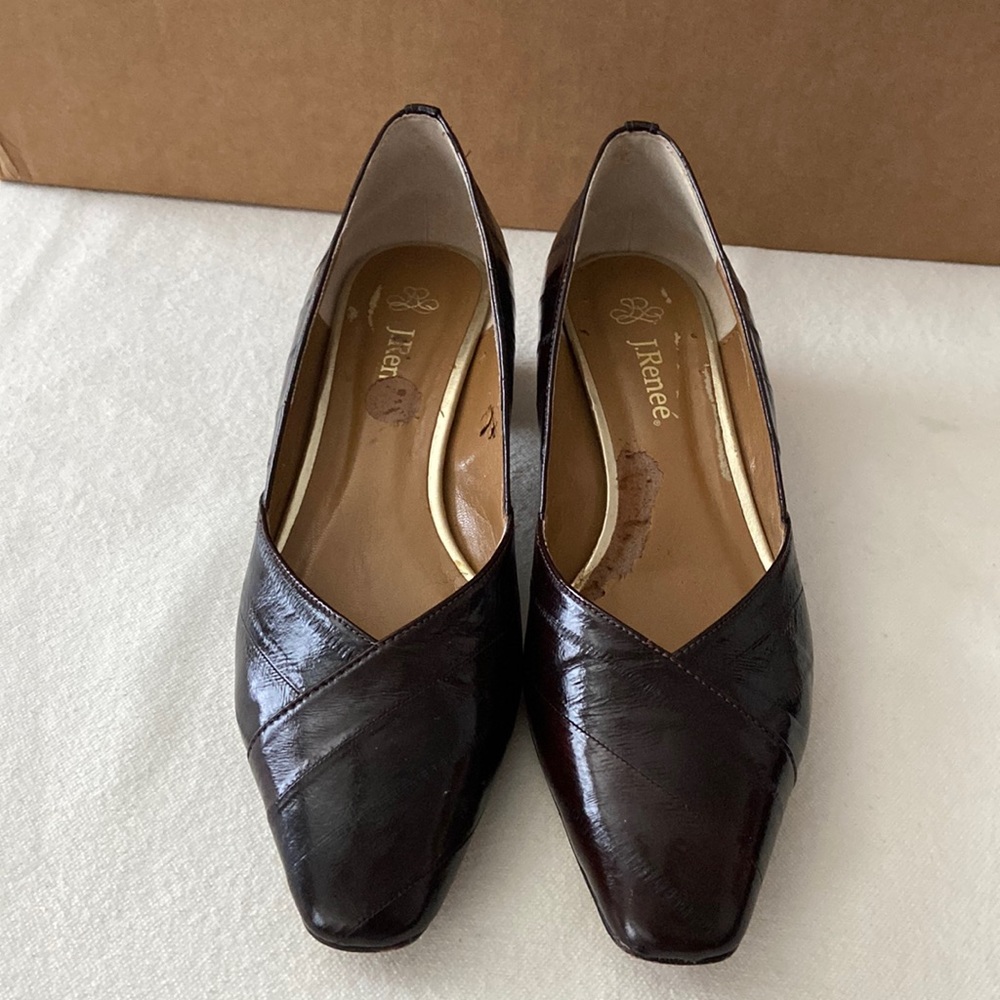 J. RENEE Tybalt Eel-skin Block Heel Pumps